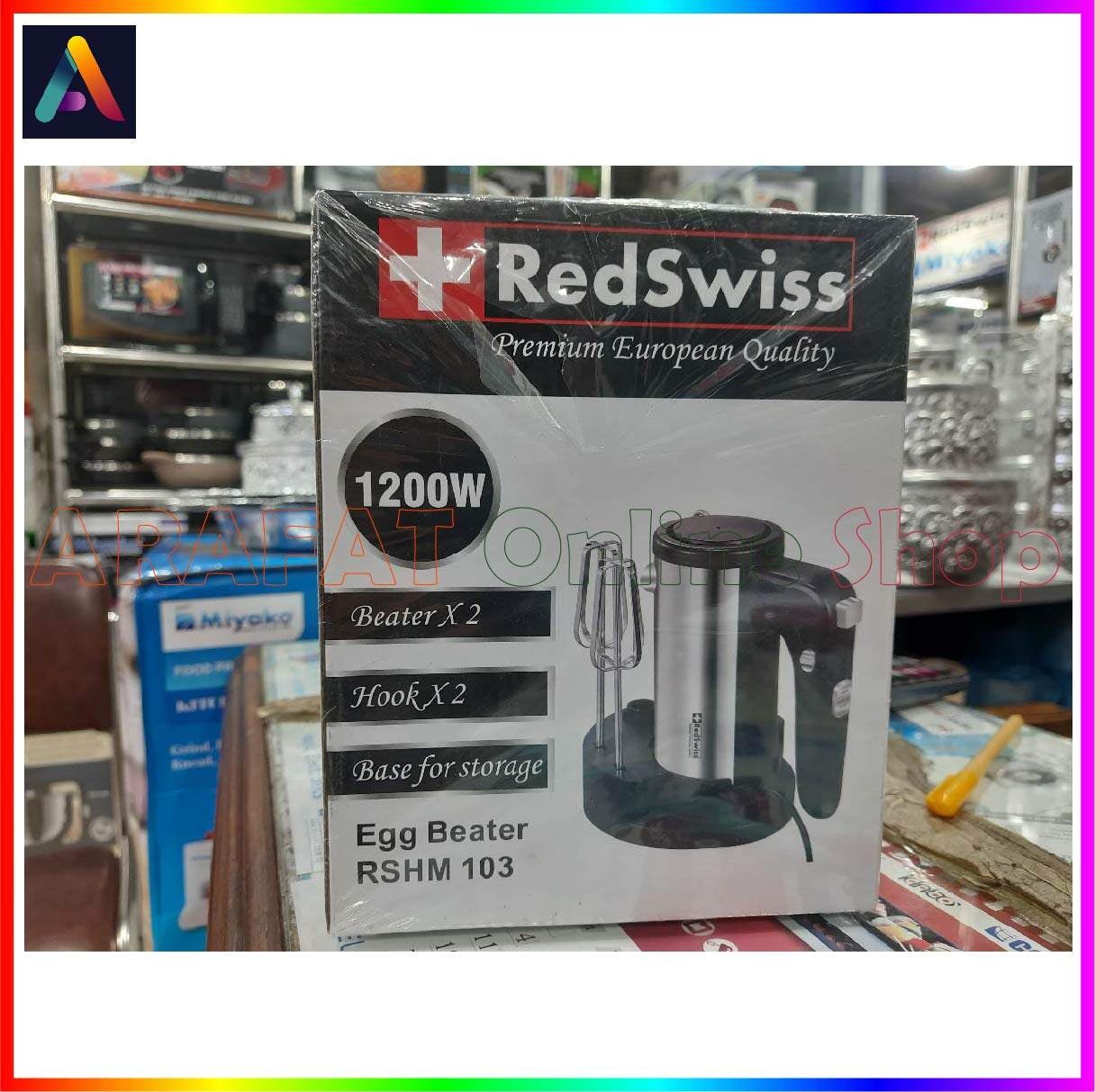 Picture of Redswiss Electric Egg Beater and Hand Mixer | Model :  RSHM-103 | Colur : Black & Silver | 1200 Watt