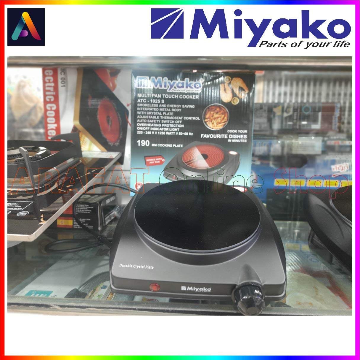 Picture of Miyako Single Touch Cooker/ Miyako Multi Pan Touch Cooker/ Miyako Touch Cooker/ Miyako Infrared Touch Cooker | ATC-1025 S | 1250 Watt - Black