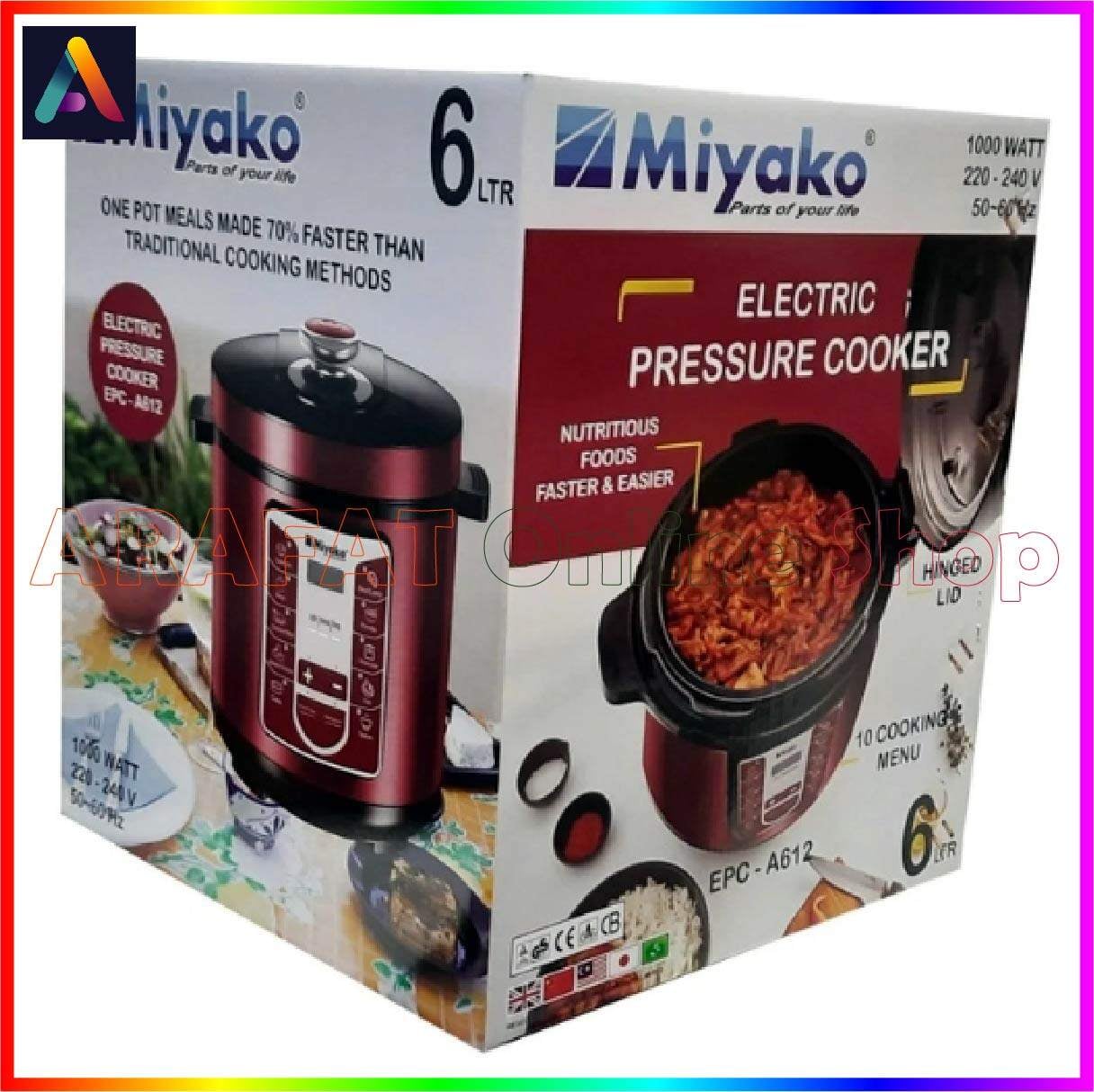 Picture of Miyako Electric Pressure Cooker With 10 Cooking Setup | 6 Litre - Black