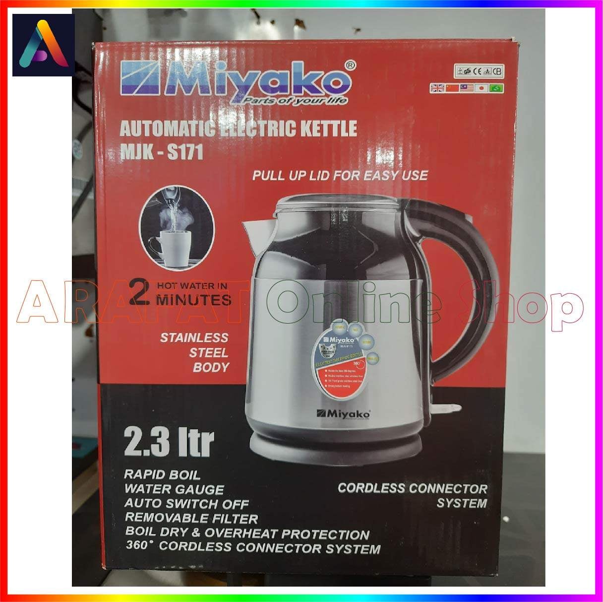 Picture of Miyako Automatic Electric Kettle | 2.3 Litre | MJK-S171 | Made in Malaysia - Black & Silver