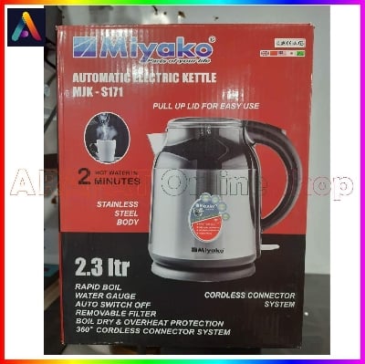 Picture of Miyako Automatic Electric Kettle | 2.3 Litre | MJK-S171 | Made in Malaysia - Black & Silver
