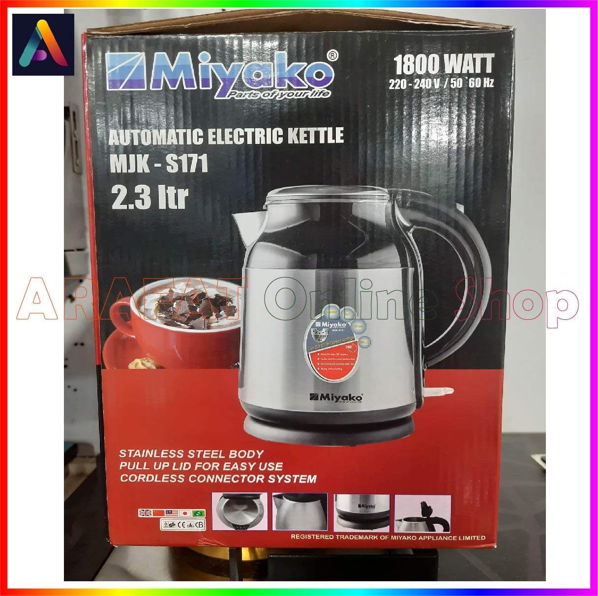 Picture of Miyako Automatic Electric Kettle | 2.3 Litre | MJK-S171 | Made in Malaysia - Black & Silver