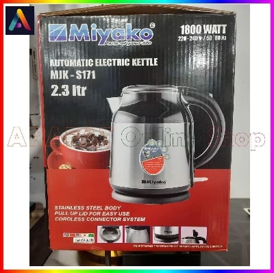Picture of Miyako Automatic Electric Kettle | 2.3 Litre | MJK-S171 | Made in Malaysia - Black & Silver