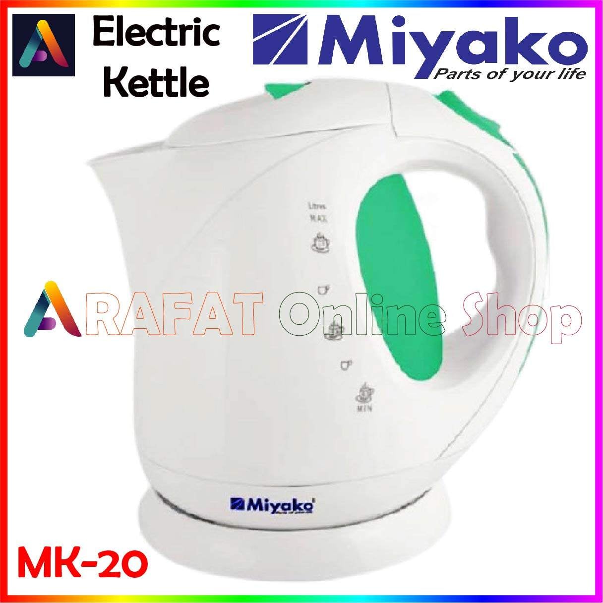 Picture of Miyako Cordless Electric plastic body Kettle | 2.0 Ltr | 2000 Watt Miyako kettle Automatic Kettle | MK-20 - White