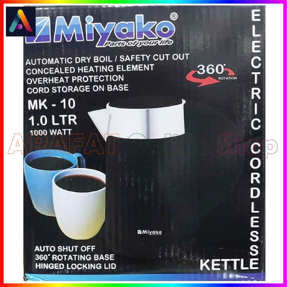 Picture of Miyako Electric Automatic Kettle | 1 Ltr | MK-10 | Miyako Electric Kettle - Multicolor