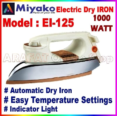 Picture of Miyako heavy weight Automatic Electric Dry iron | Capacity : 1000 Watt | Model : EI-125 - White