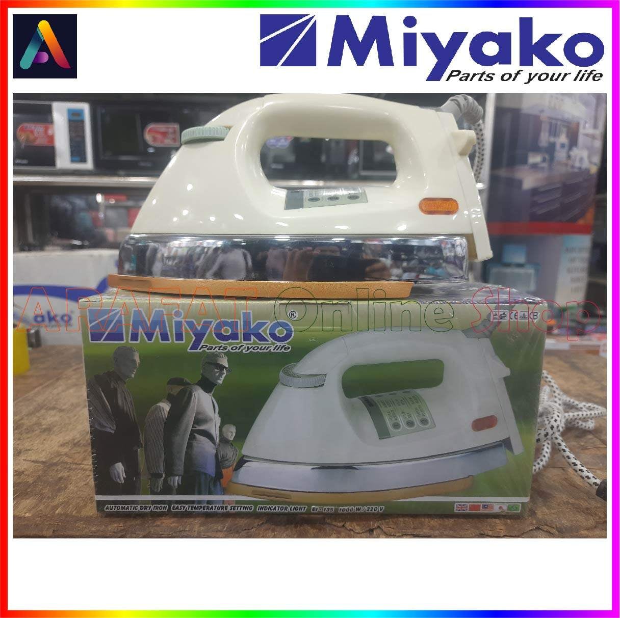 Picture of Miyako heavy weight Automatic Electric Dry iron | Capacity : 1000 Watt | Model : EI-135 - White