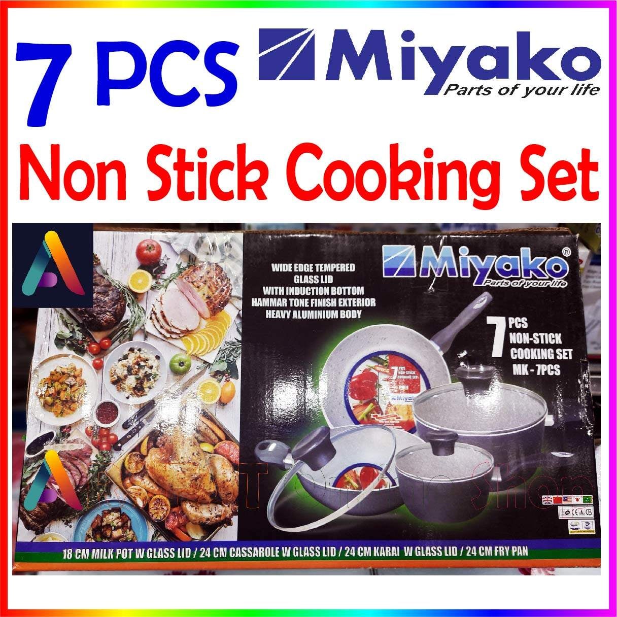 Picture of Miyako 7 Pcs Marble Coating Non-Stick Cooking Set | Miyako 7 pcs Non Stick Cookware Set (MK-7PCS) - Black