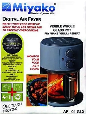 Picture of Miyako One Touch Cooking 4 Litre Digital Glass Pot Air Fryer | AF-01GLX