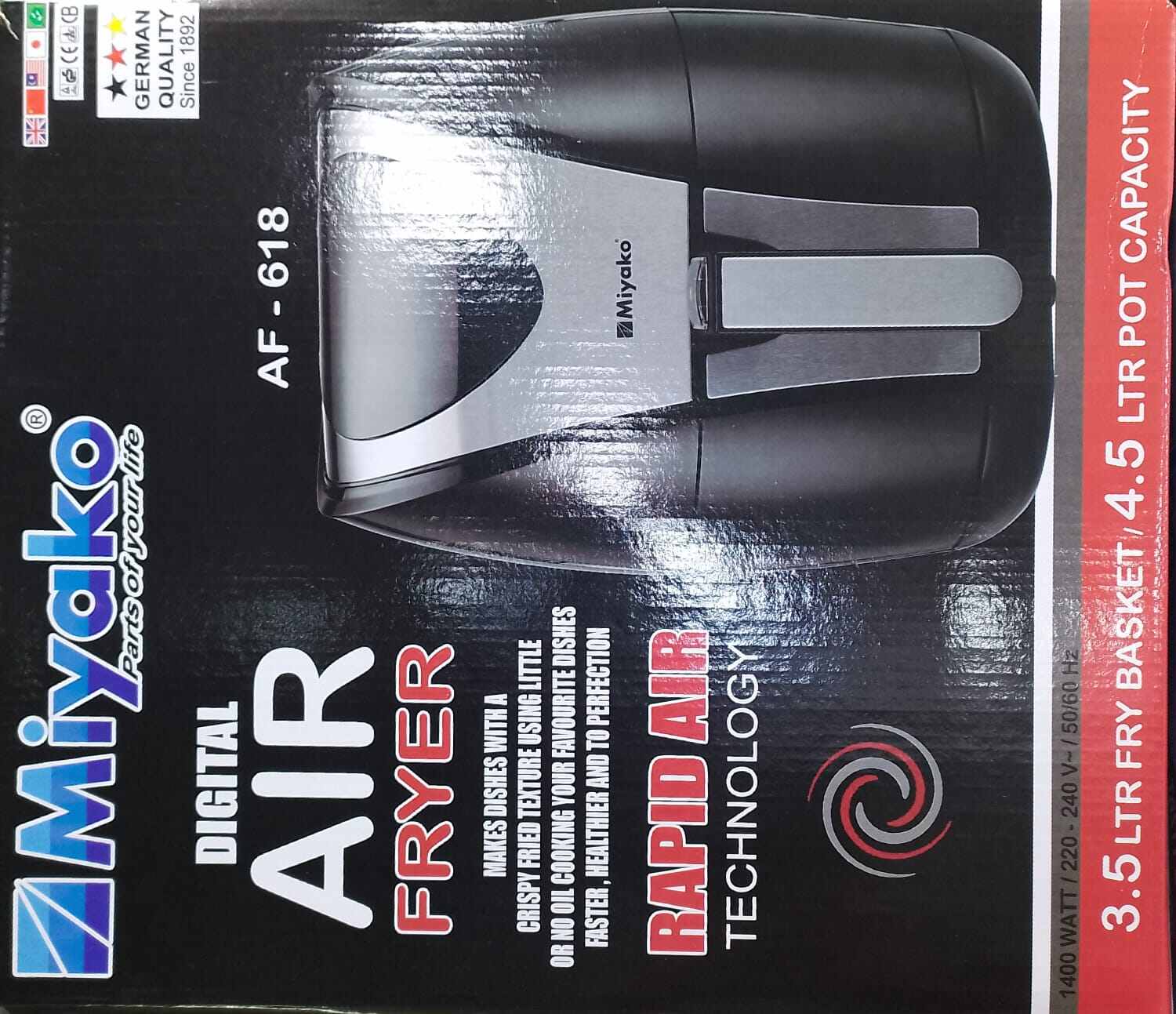 Picture of Miyako Digital Electric Air Fryer | Model : AF-618 | 3.5 Ltr Fry Basket | 4.5 Ltr Pot Capacity - Black