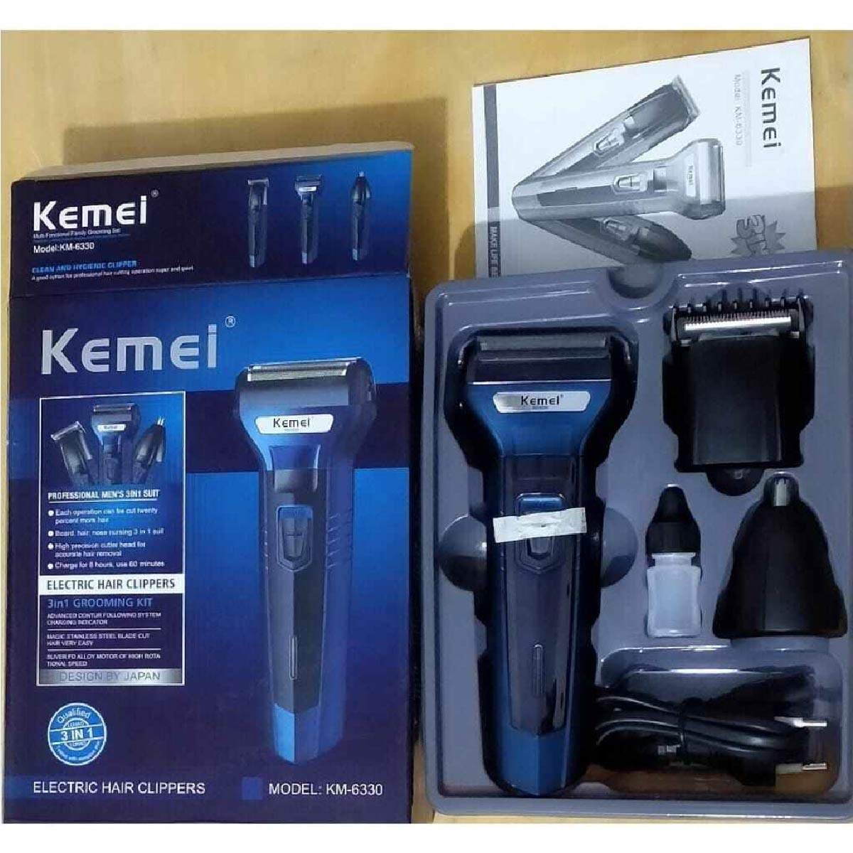 Picture of Kemei KM-6330 3 in 1 Professional Hair Trimmer Super Grooming Kit Shaver Clipper Nose Trimmer