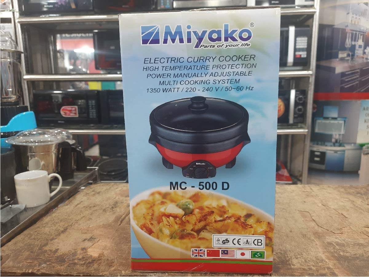 Picture of Miyako Double Pot Multi cooker, Electric Curry Cooker With Double Pot, Removable non-stick pan, Automatic cooking and warming system MC-500D (5.5 LTR) - Black & Red