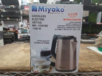 Picture of Miyako Cordless Electric Stainless Steel Body Kettle | 2.3 Ltr | 1500 Watt | Miyako Electric Automatic Kettle | MK-4230BS | Colour : Black