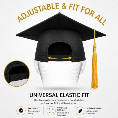 Premium Graduation Cap with Yellow Tassel – University & College Convocation Hat (1 Pcs)