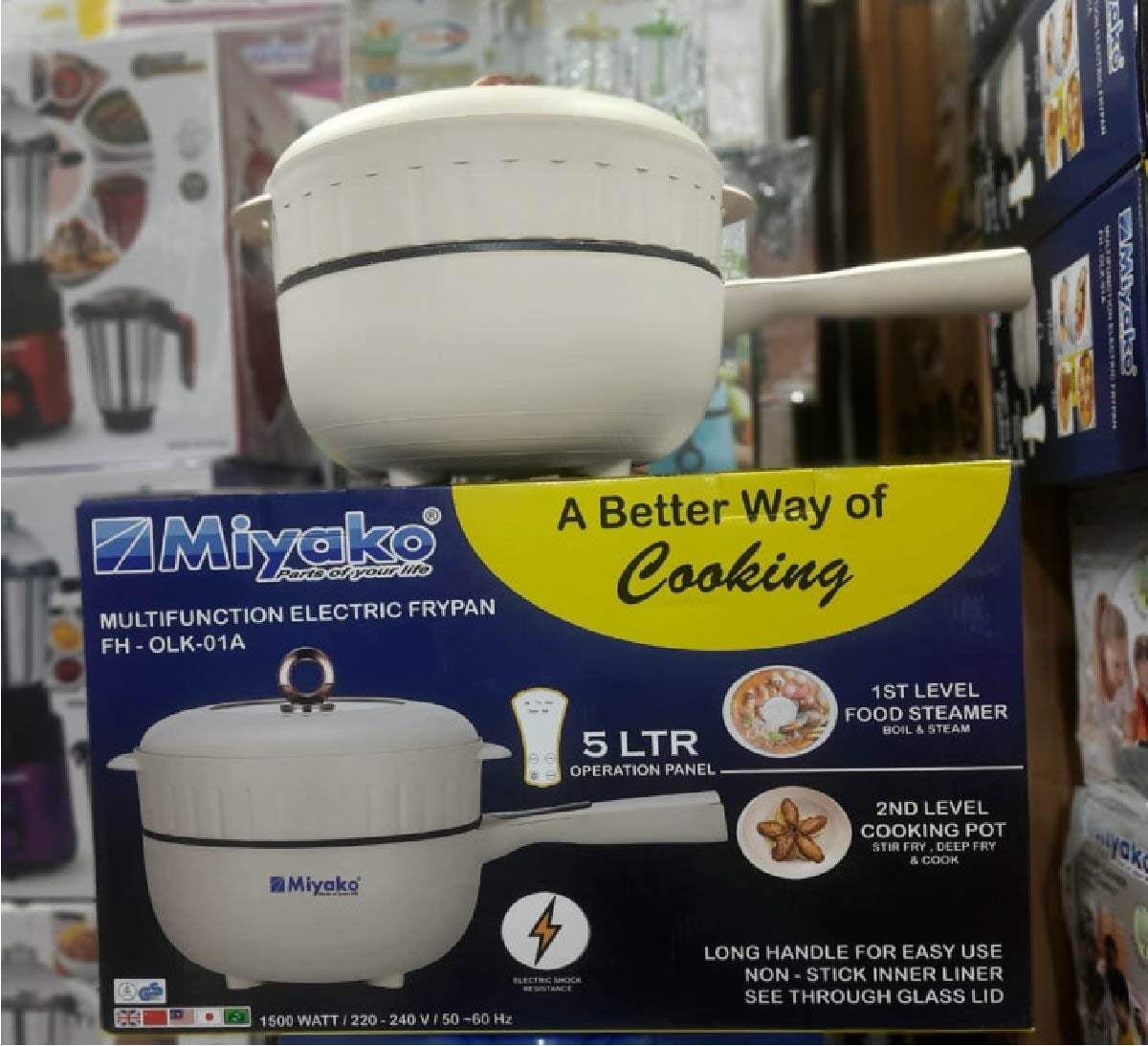 Picture of Miyako Multi Function Electric Fry Pan | 5 Ltr | 1500 Watt | Model : FH-OLK-01A - White