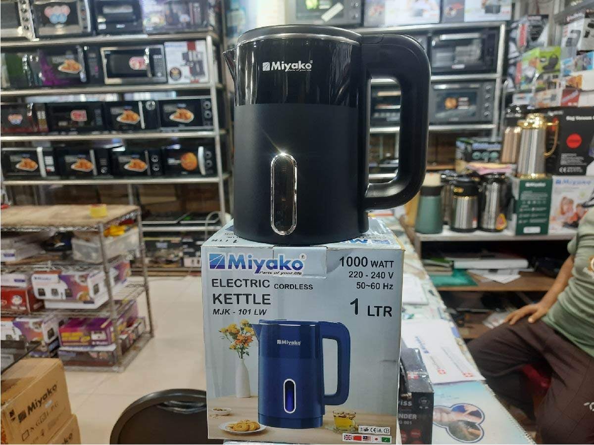 Picture of Miyako Electric Automatic Kettle | 1.0 Liter | MJK-101LW | 1000 Watt | Auto On/Off After Boiling Water - Black & Silver