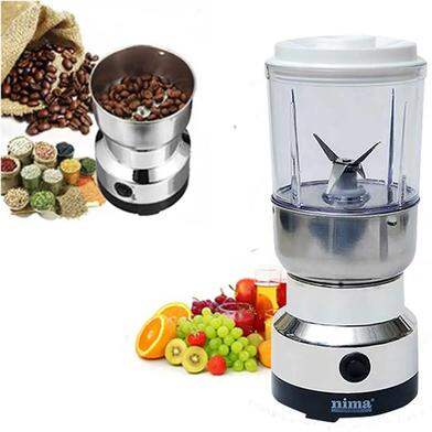 Picture of Nima 2 in 1 Electric Spice Grinder and Blender. 2 in 1 Nima Electric Grinder & Blander. 300 Watt Havey Deuti Motor. - Silver