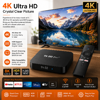 Picture of TX20 PRO+ New Model Android 15.0 Allwinner H313 2.4G/5G TV Box  Update Quad Core 24K Voice Control