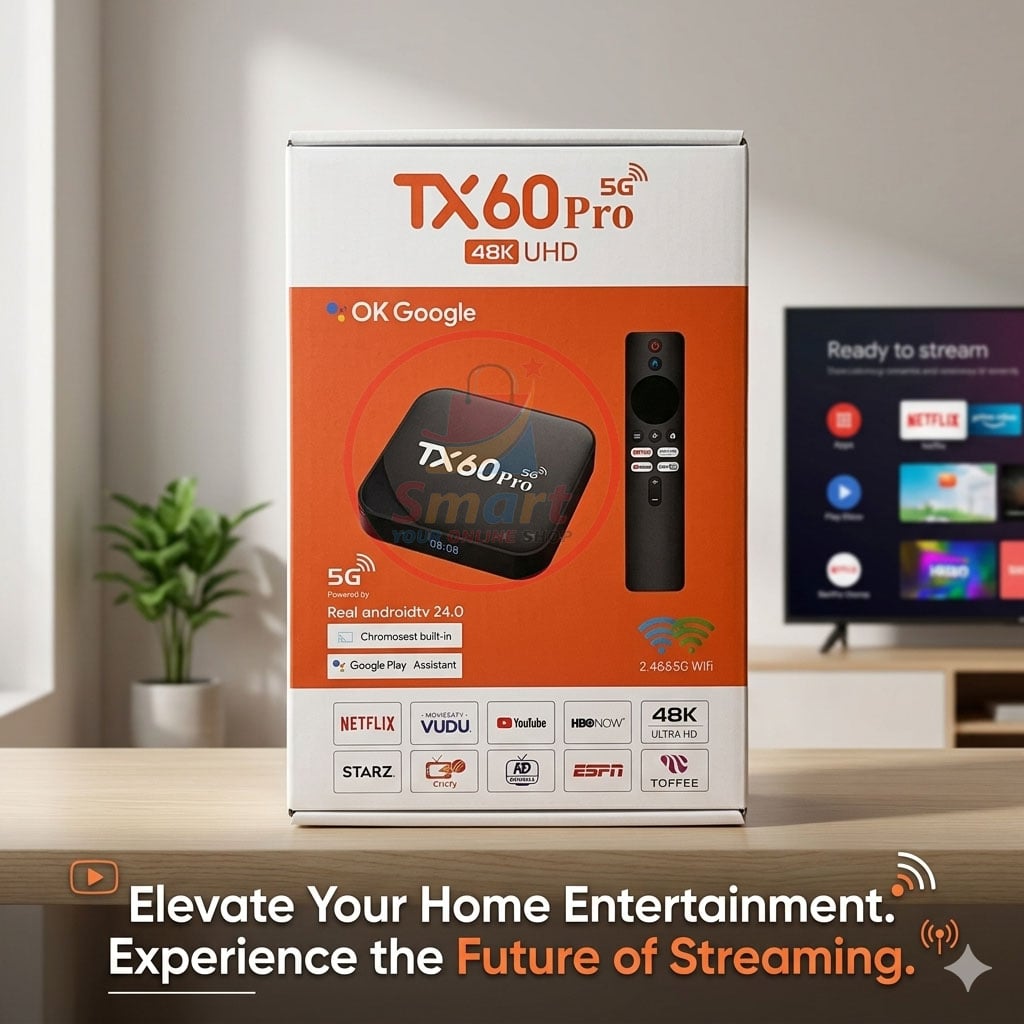 Picture of Tx60 Pro Android Smart TV Box With Display 16GB 256GB Free Dish Channel Voice Remote Android 16