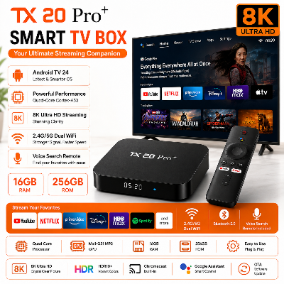 Picture of TX20 Pro 12K ULTRA HD Android Smart TV - Television Box Voice Remote, Bluetooth, Free Dish Channel Warranty