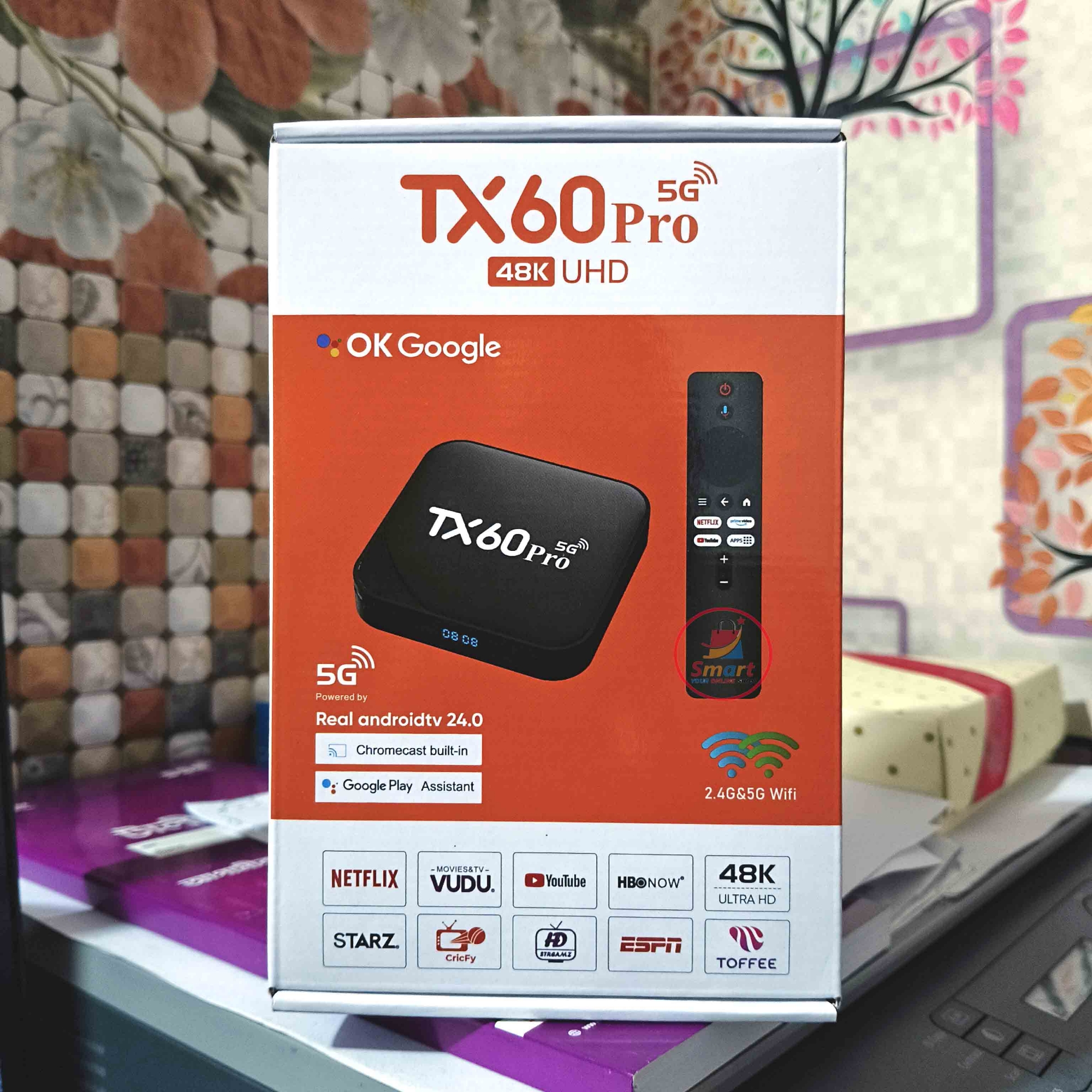 Picture of TX60 Pro 16GB 256GB With Display Android 16 5G 14K ULTRA HD Android Smart TV - Television Box Voice Remote, Bluetooth, Free Dish Channel with Warranty