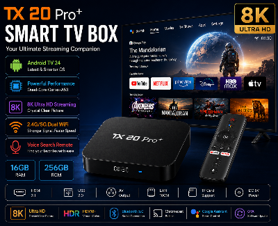 Picture of TX20 Pro 12K ULTRA HD Android Smart TV Box  Free Dish Channel, Bluetooth Remote with Warranty