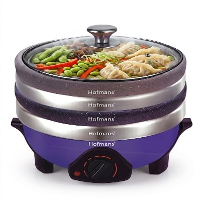 Picture of Hofmans 6Ltr Inverter Electric Multi Cooker With 4 Pot And 4 Glass Lid -STI-MC-10
