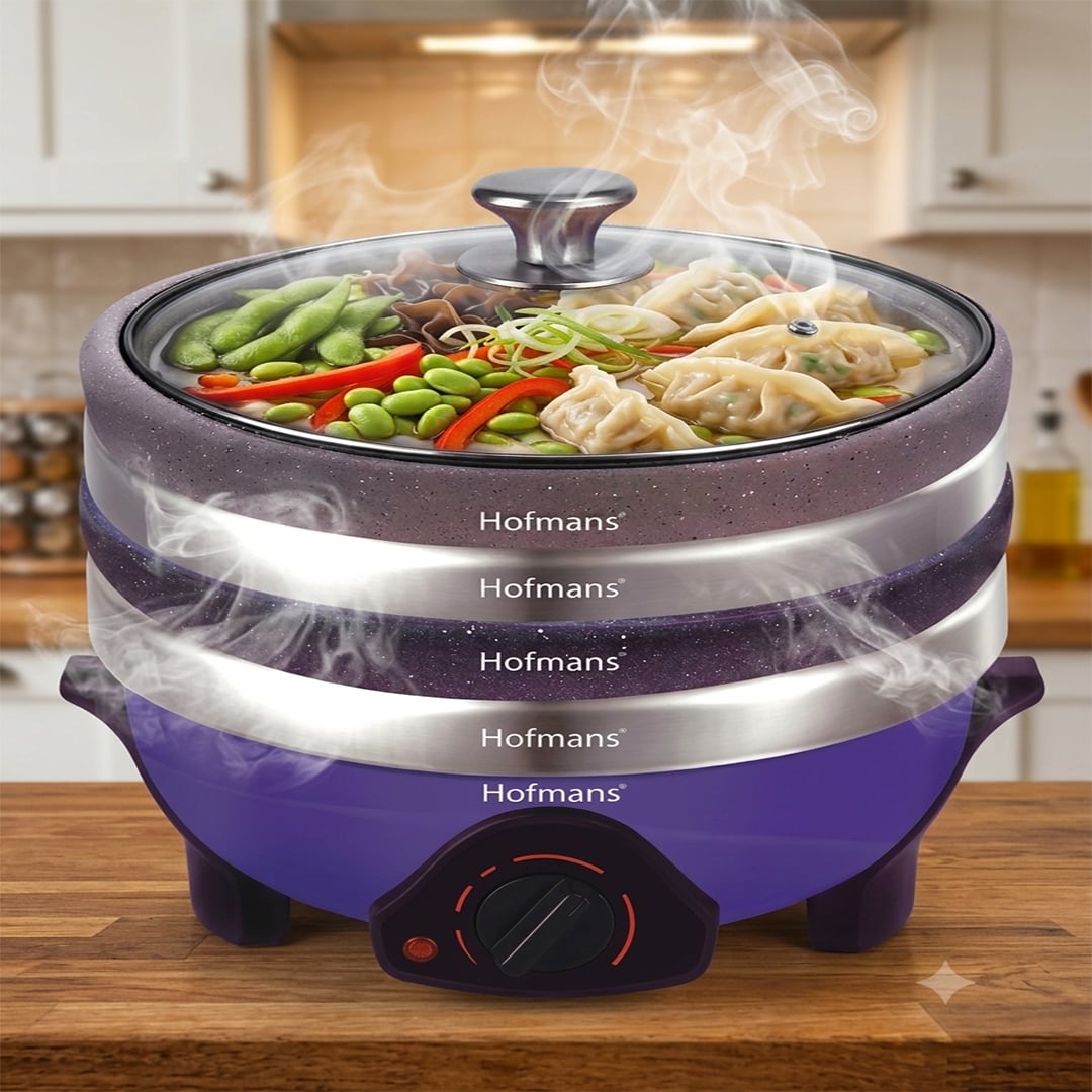 Picture of Hofmans 6Ltr Inverter Electric Multi Cooker With 4 Pot And 4 Glass Lid -STI-MC-10