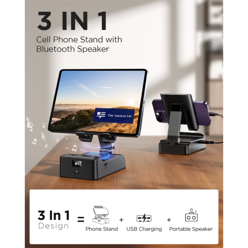Picture of JR-MH01 Wireless Speaker with Phone Holder Black
