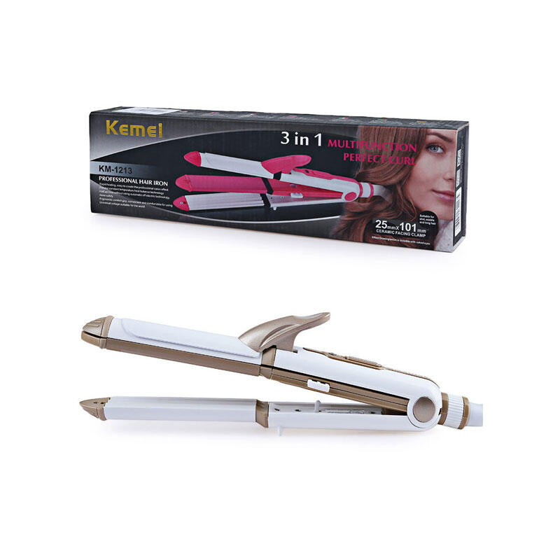 Picture of KM-1213 Professional Multifunction 3 In 1 Electric Ceramic Iron Wave Hair Curler Straighter