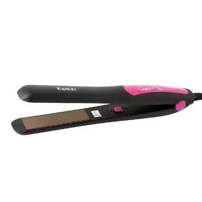 Picture of KM-328 Professional Hair Straightener - Black and Pink - Mini Hair Straightener