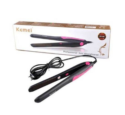 Picture of KM-328 Professional Hair Straightener - Black and Pink - Mini Hair Straightener