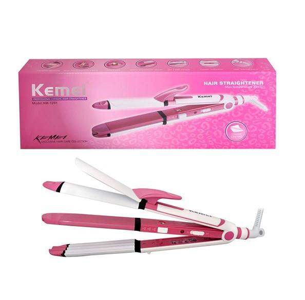 Picture of KEMEI KM-1291 Professional 3 in 1 Hair Straightener Cum Curler And Crimper Iron