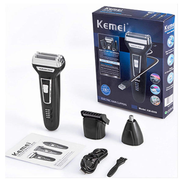Picture of Kemei KM-6558 3 in 1 Electric Shaver Nose Hair Trimmer Double-blades Beard Trimmer Shaving Machine Men Razor Device
