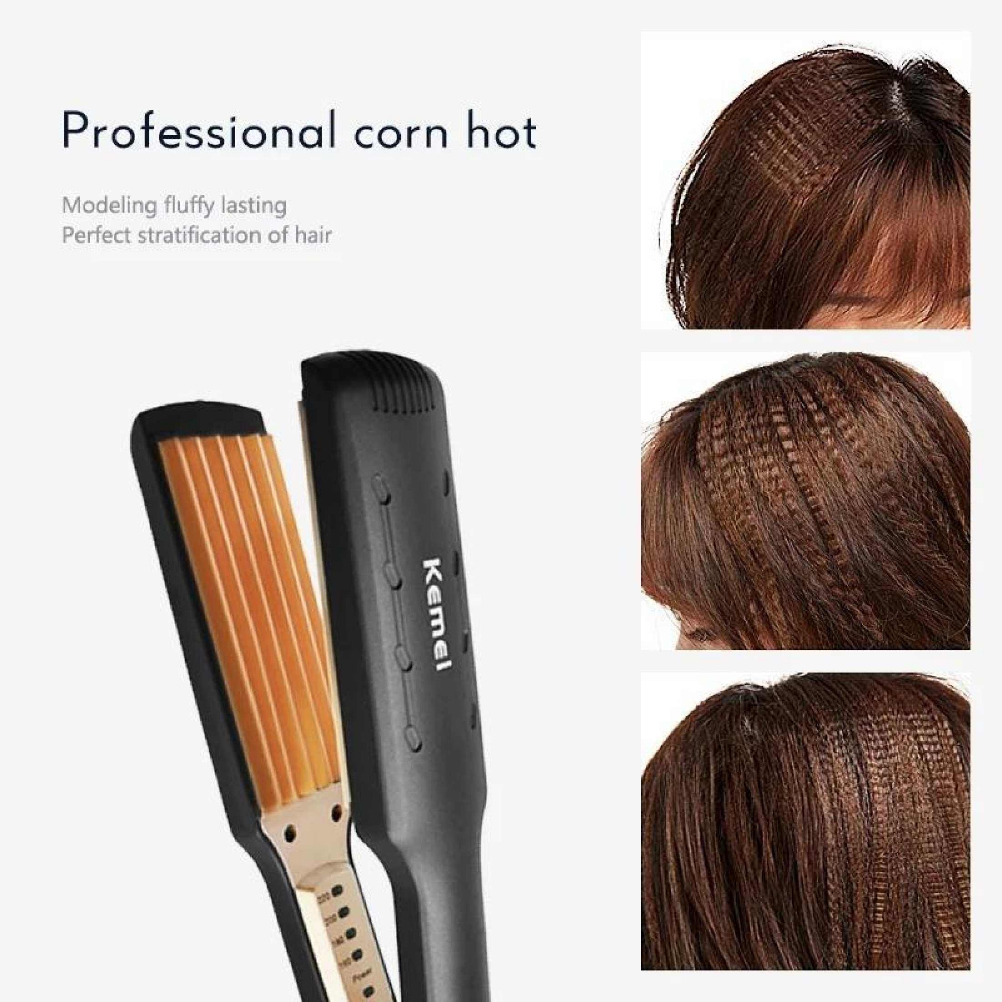 Picture of kemei km-472 - Professional Hair Crimper wide plate instant heating - Black