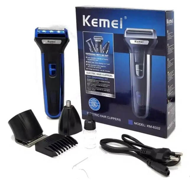 Picture of Kemei KM-6330 Grooming Kit 3 in 1 Hair Mustache Beard Shaver Trimmer Clipper for Men
