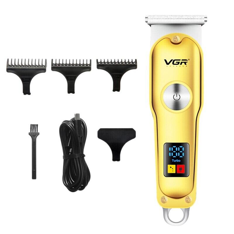 Picture of VGR V-290 Electric Hair Clipper Rechargeable USB Port Stainless Steel Blade With LED Digital Display - Gold