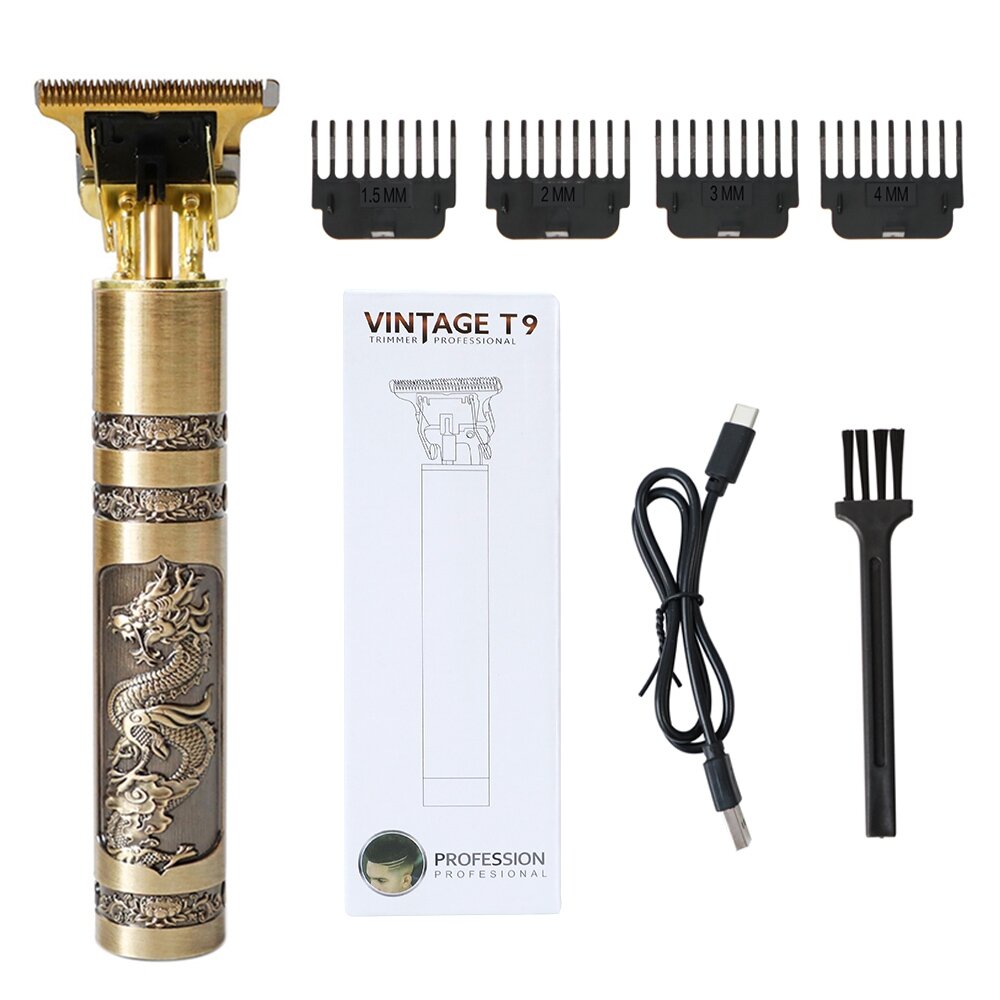 Picture of Vintage T9 Bald Head Electric Hair Clipper Recharge Professional Cordless Hair Trimmer for Men Barber Hair Cutting Machine - Gold