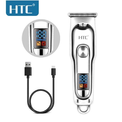 Picture of HTC AT-179 Adjustable LCD Professional Hair Clipper For Men Hair Razor Beard Hair Trimmer Haircut Machine Barber Cordless Set - Silver