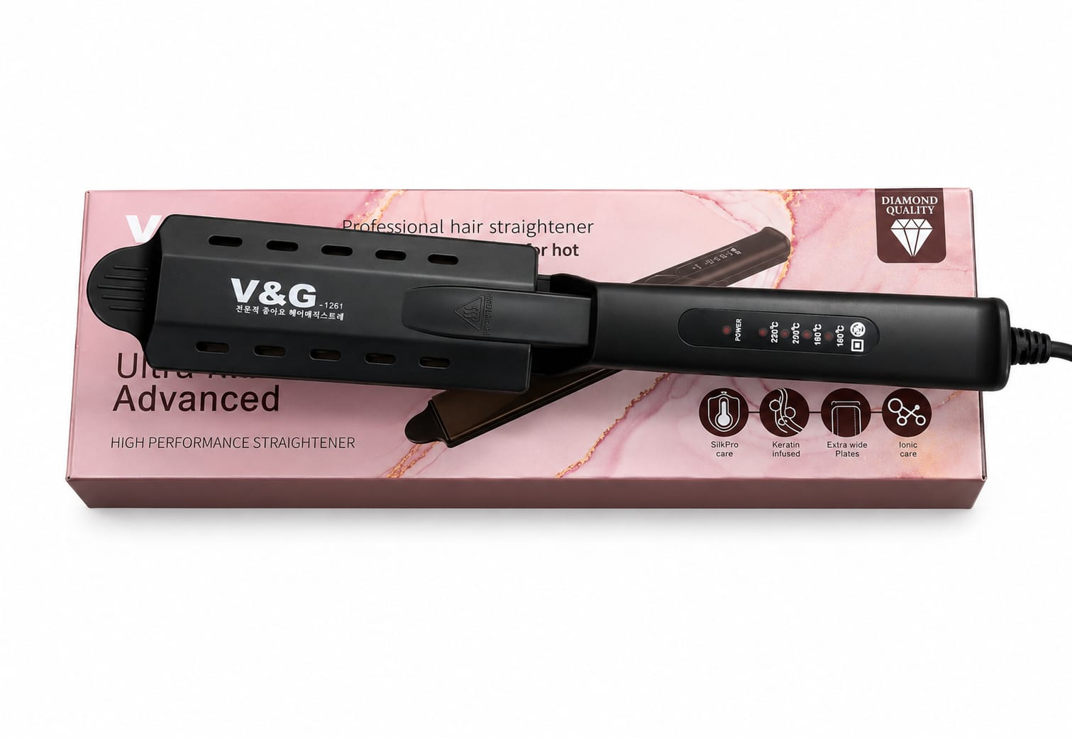 Picture of V&G V-1261 Professional Hair Straightener For Women - Black