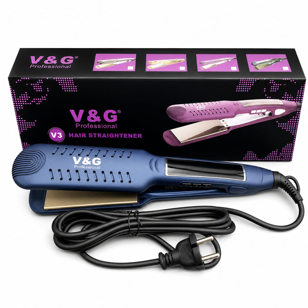 Picture of V&G V3 Professional Hair Straightener with Fast Heat For Women - Purple