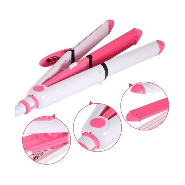 Picture of Kemei KM-1213 Professional Ceramic Coating 3-in-1 Hair Iron Curler & Hair Styling Tool - Pink