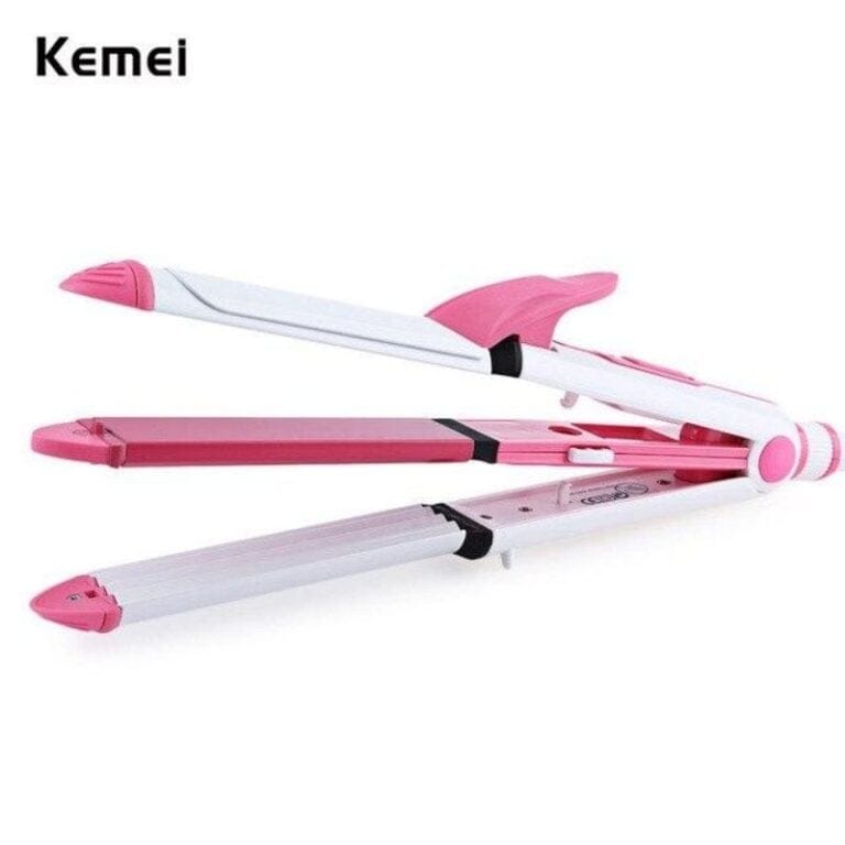 Picture of Kemei KM-1213 Professional Ceramic Coating 3-in-1 Hair Iron Curler & Hair Styling Tool - Pink