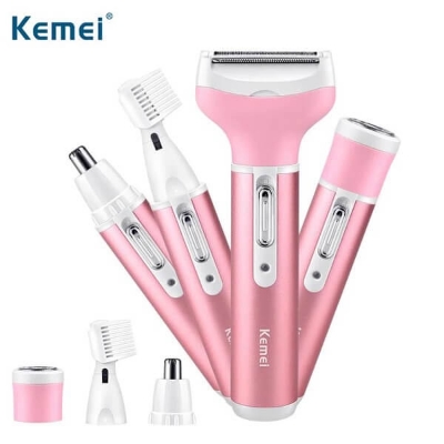 Picture of Kemei KM-6637 Multi Functional 4 In 1 Shaver For Women - Pink