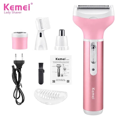Picture of Kemei KM-6637 Multi Functional 4 In 1 Shaver For Women - Pink