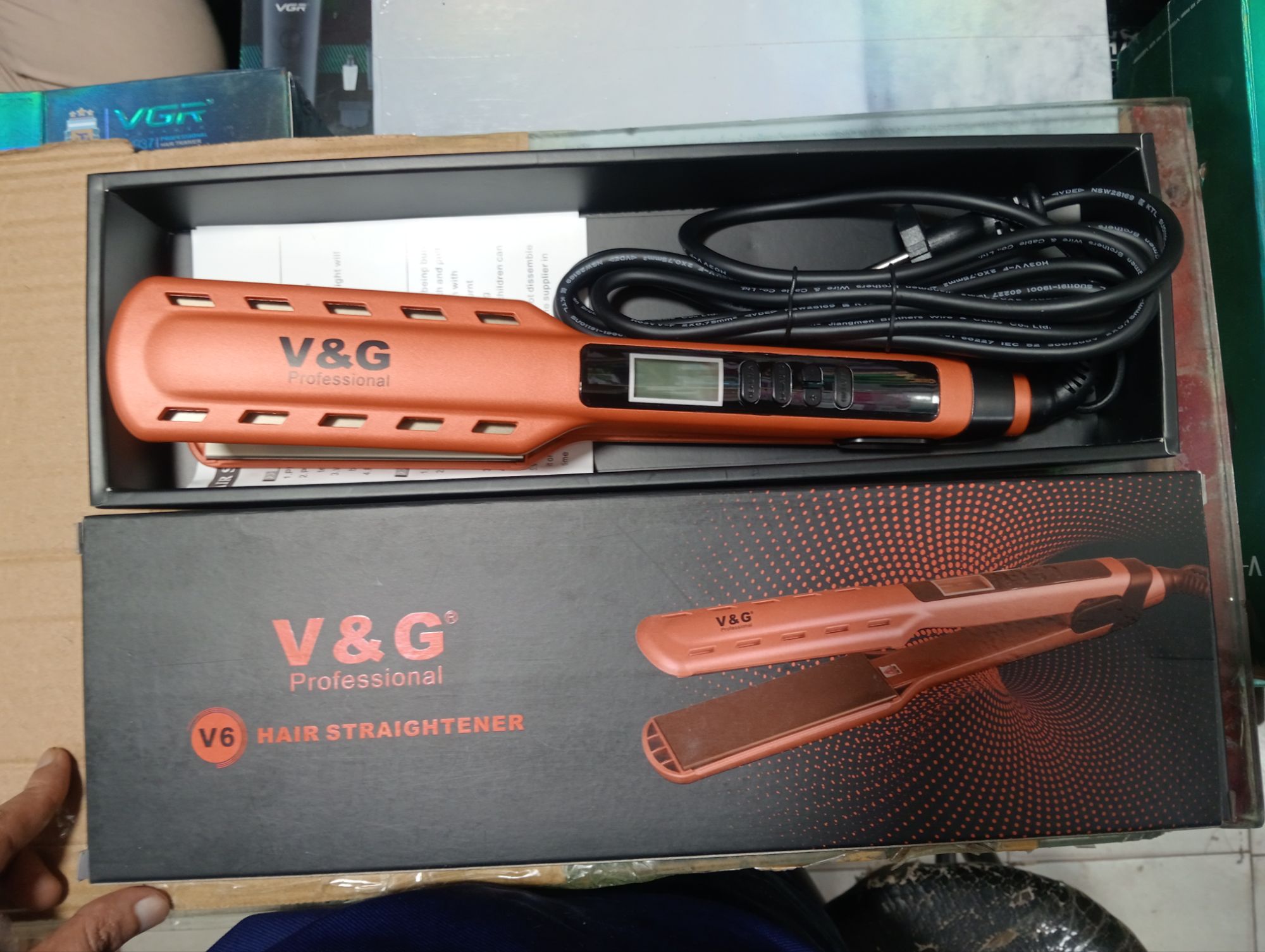 Picture of V&G V6 Professional Hair Straightener for Women - Orange