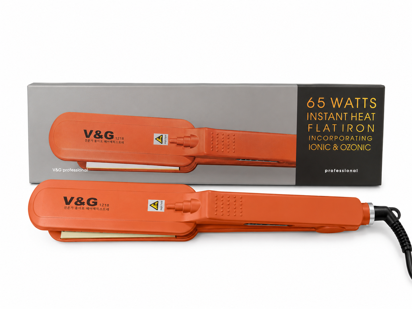 Picture of V&G V-1218 Flat Hair Straightener Flat Iron With Temperature Control (Orange) - Orange