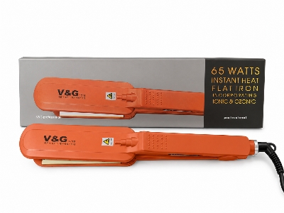 Picture of V&G V-1218 Flat Hair Straightener Flat Iron With Temperature Control (Orange) - Orange