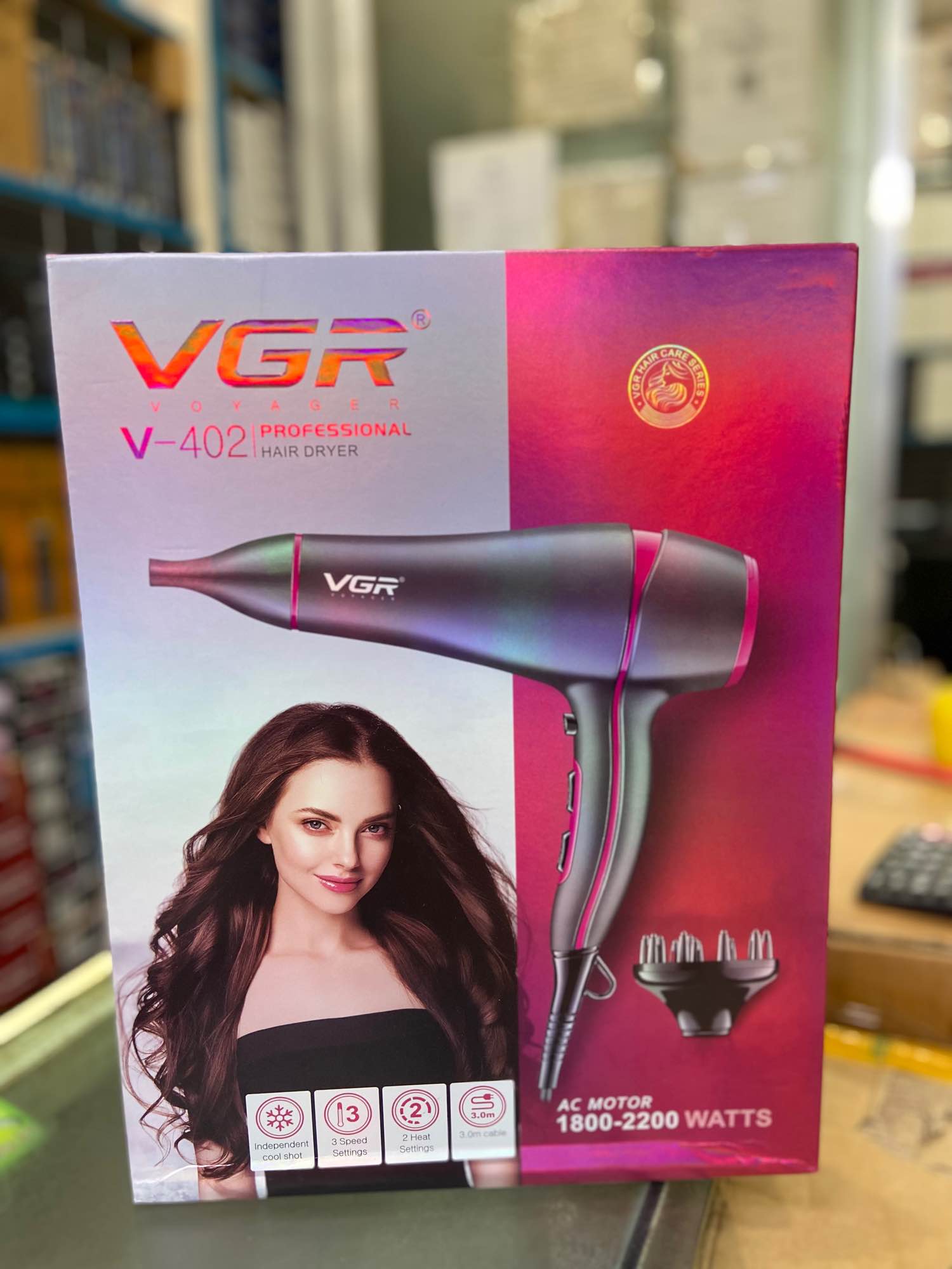 Picture of VGR V-402 Professional Hair Dryer comes with a 1800W-2200W powerful motor for 2X faster blow - Black