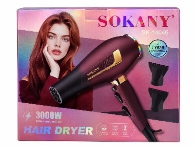 Picture of SOKANY Professional Hair Dryer SK-14046 – 3000W High-Speed Motor - Maroon